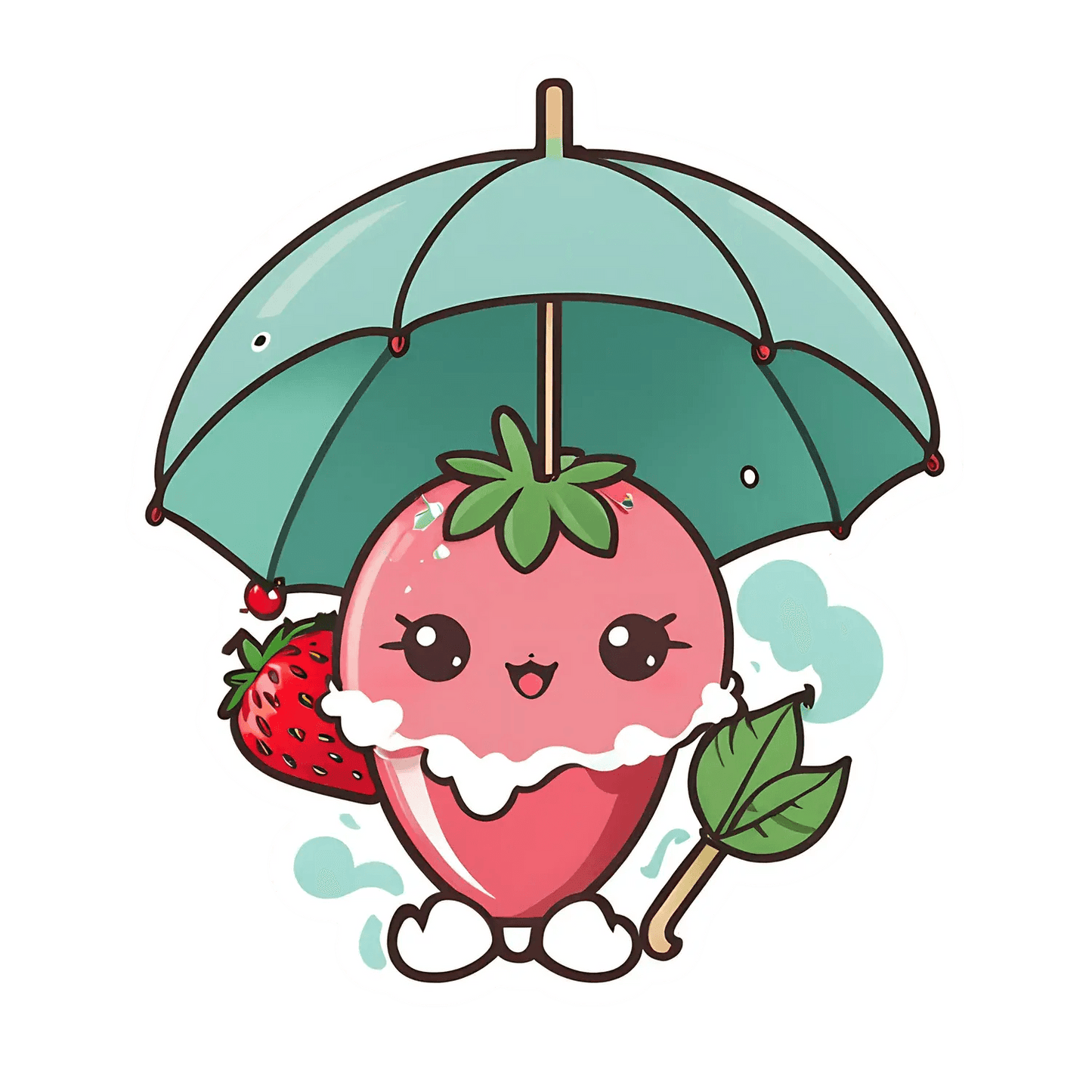Cute Strawberry Umbrella - Sticker - Heat Press Transfer
