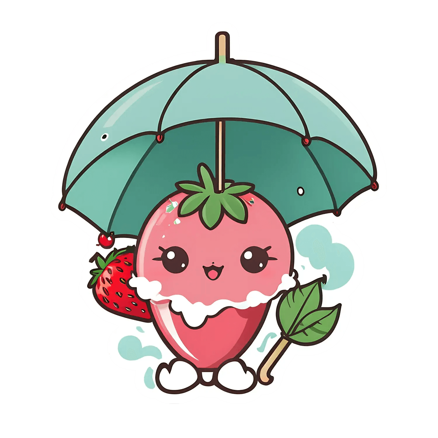 Cute Strawberry Umbrella - Sticker - Heat Press Transfer