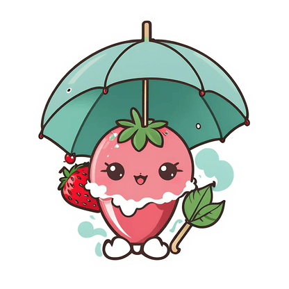 Cute Strawberry Umbrella - Sticker - Heat Press Transfer