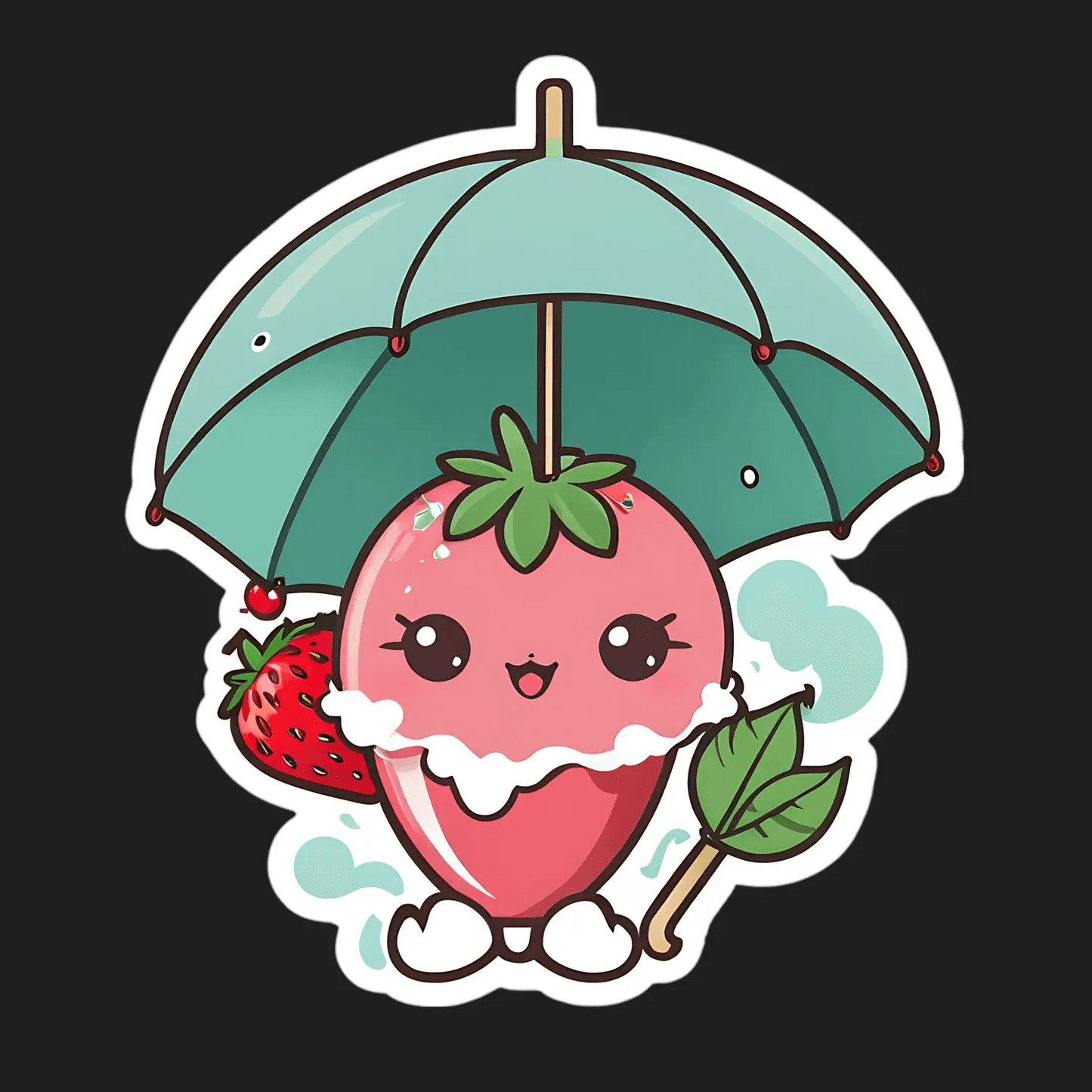Cute Strawberry Umbrella - Sticker - Heat Press Transfer