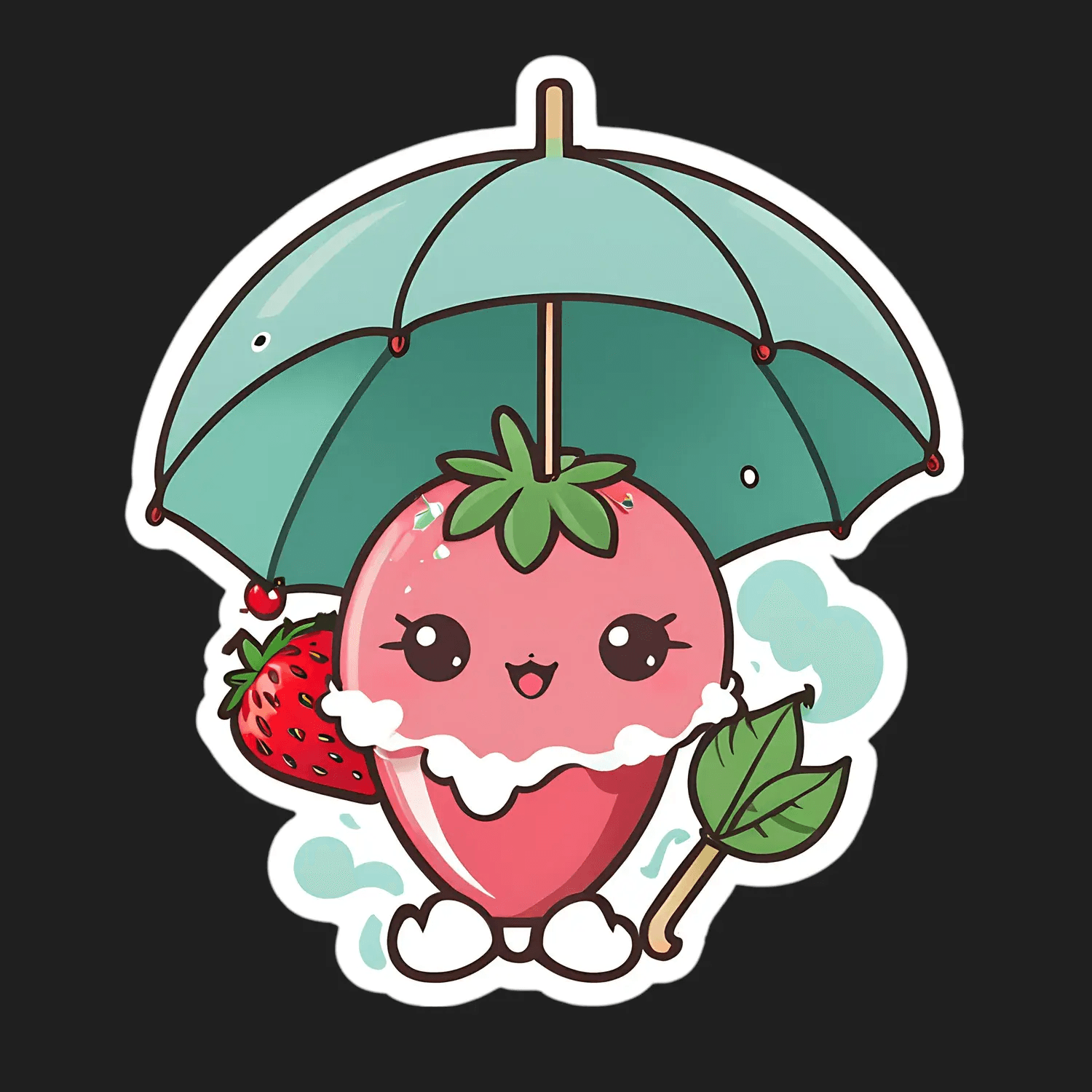 Cute Strawberry Umbrella - Sticker - Heat Press Transfer