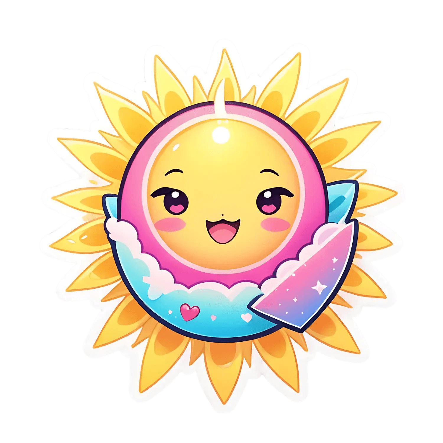 Cute Sun & Moon - Sticker - Heat Press Transfer