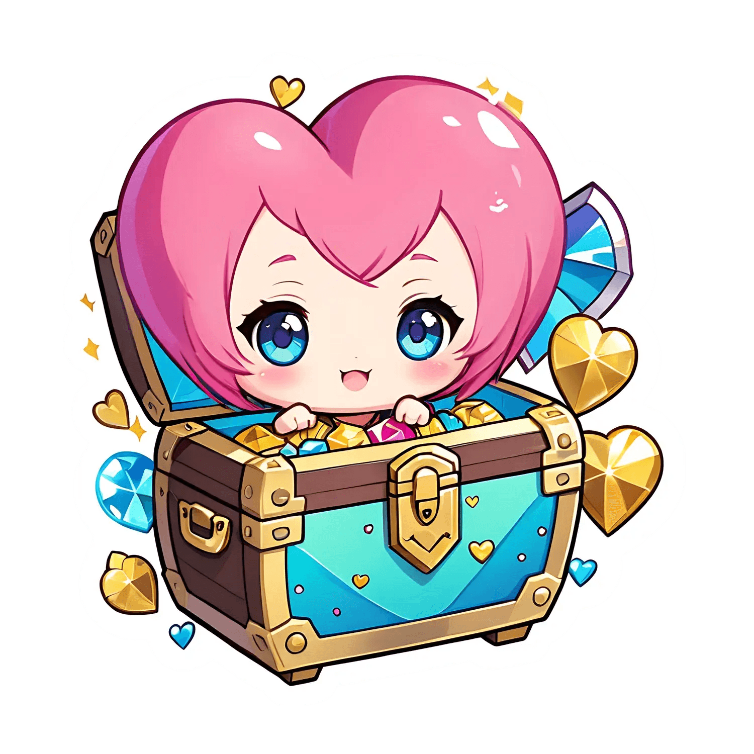 Cute Treasure Chest - Anime Sticker - Heat Press Transfer