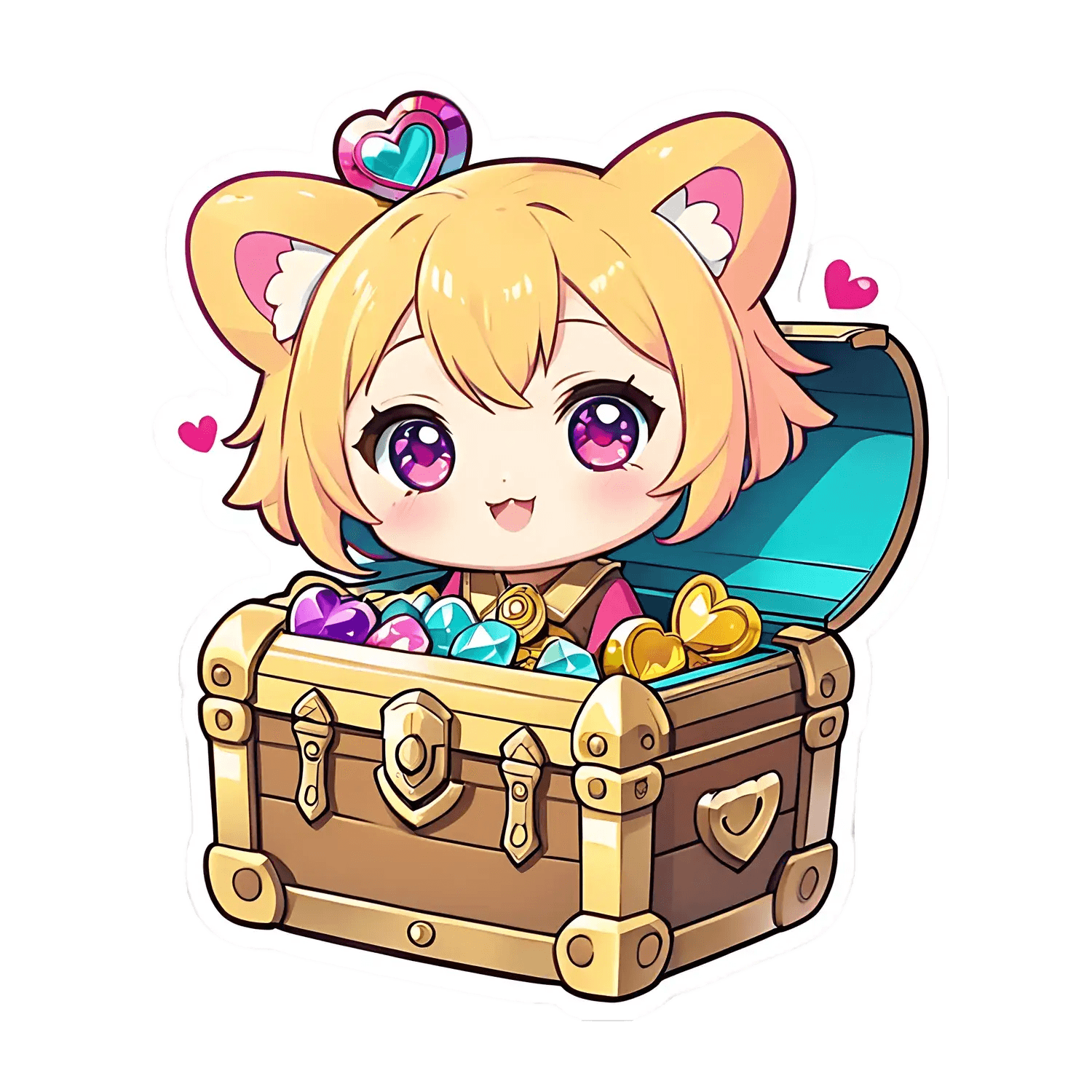 Cute Treasure Chest - Sticker - Heat Press Transfer