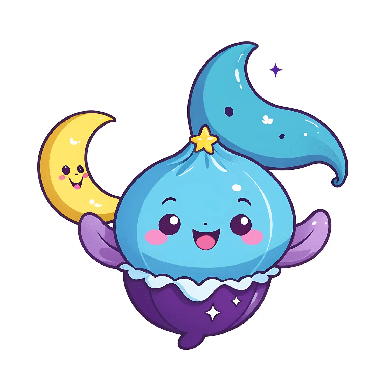 Cute Whale & Moon - Sticker - Heat Press Transfer