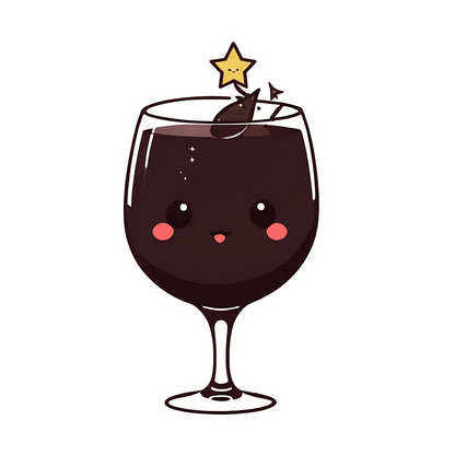 Cute Wine Glass - Sparkly Night Sticker - Heat Press Transfer