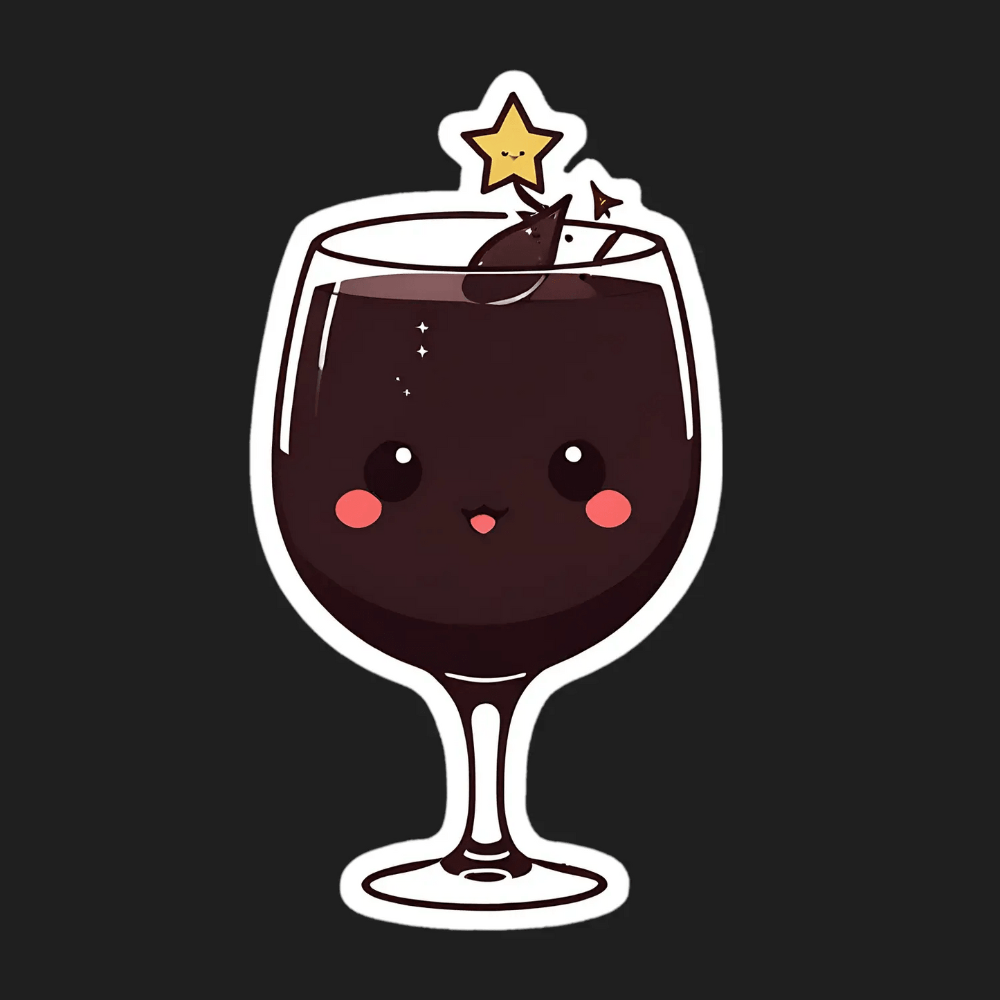 Cute Wine Glass - Sparkly Night Sticker - Heat Press Transfer