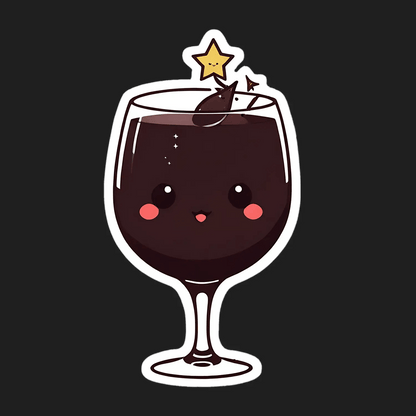 Cute Wine Glass - Sparkly Night Sticker - Heat Press Transfer