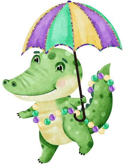 Cute Alligator Umbrella - DTF Ready to Press - Heat Press Transfer