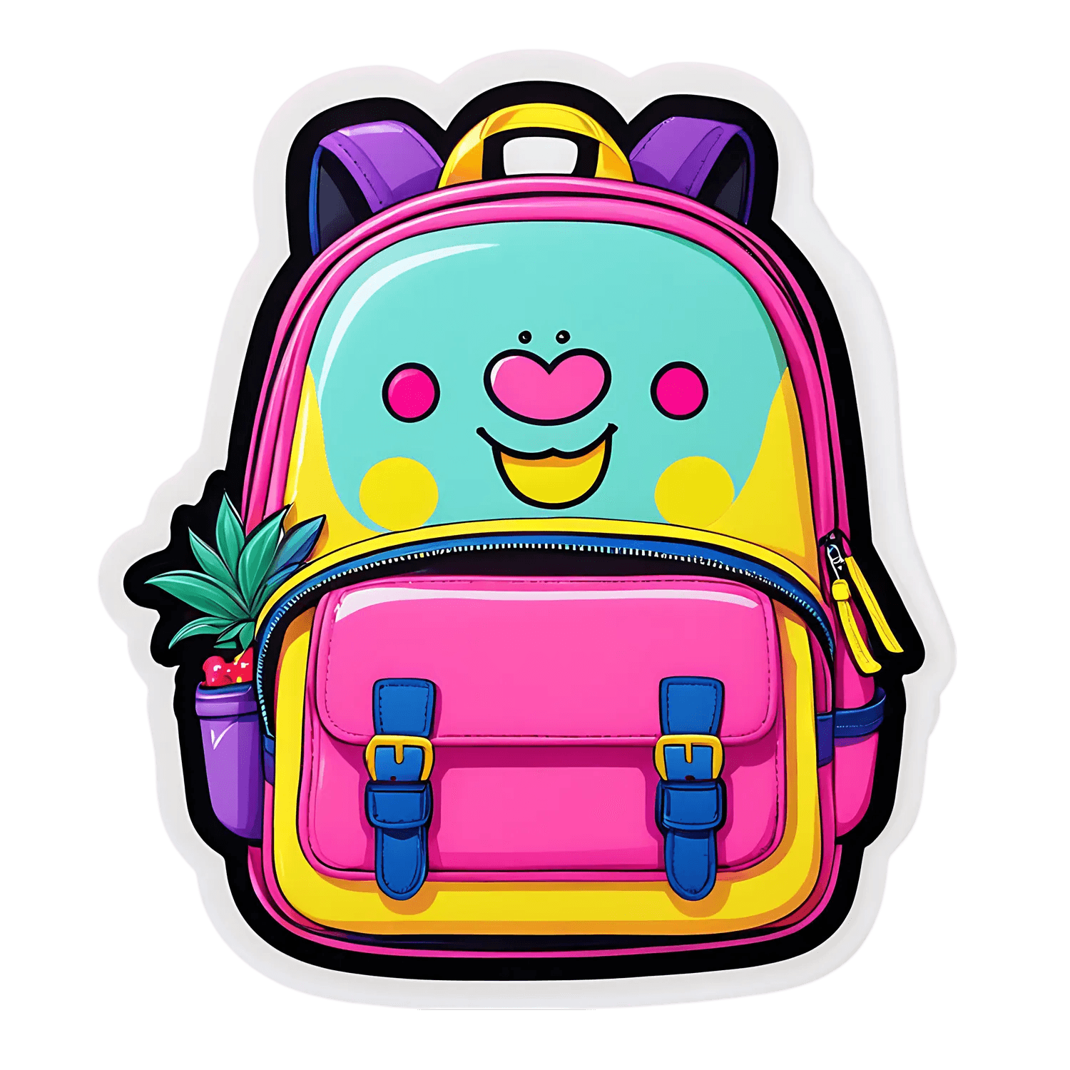 Cute Backpack Smiley - Sticker - Heat Press Transfer