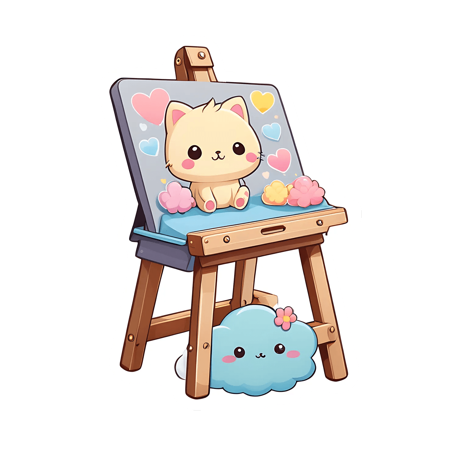 Cute Cat Artist - Sticker - Heat Press Transfer