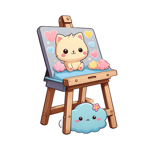Cute Cat Artist - Sticker - Heat Press Transfer