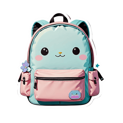 Cute Cat Backpack - Sticker - Heat Press Transfer