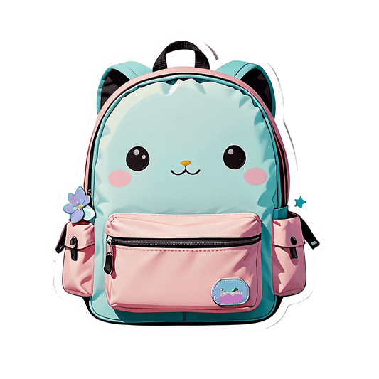 Cute Cat Backpack - Sticker - Heat Press Transfer