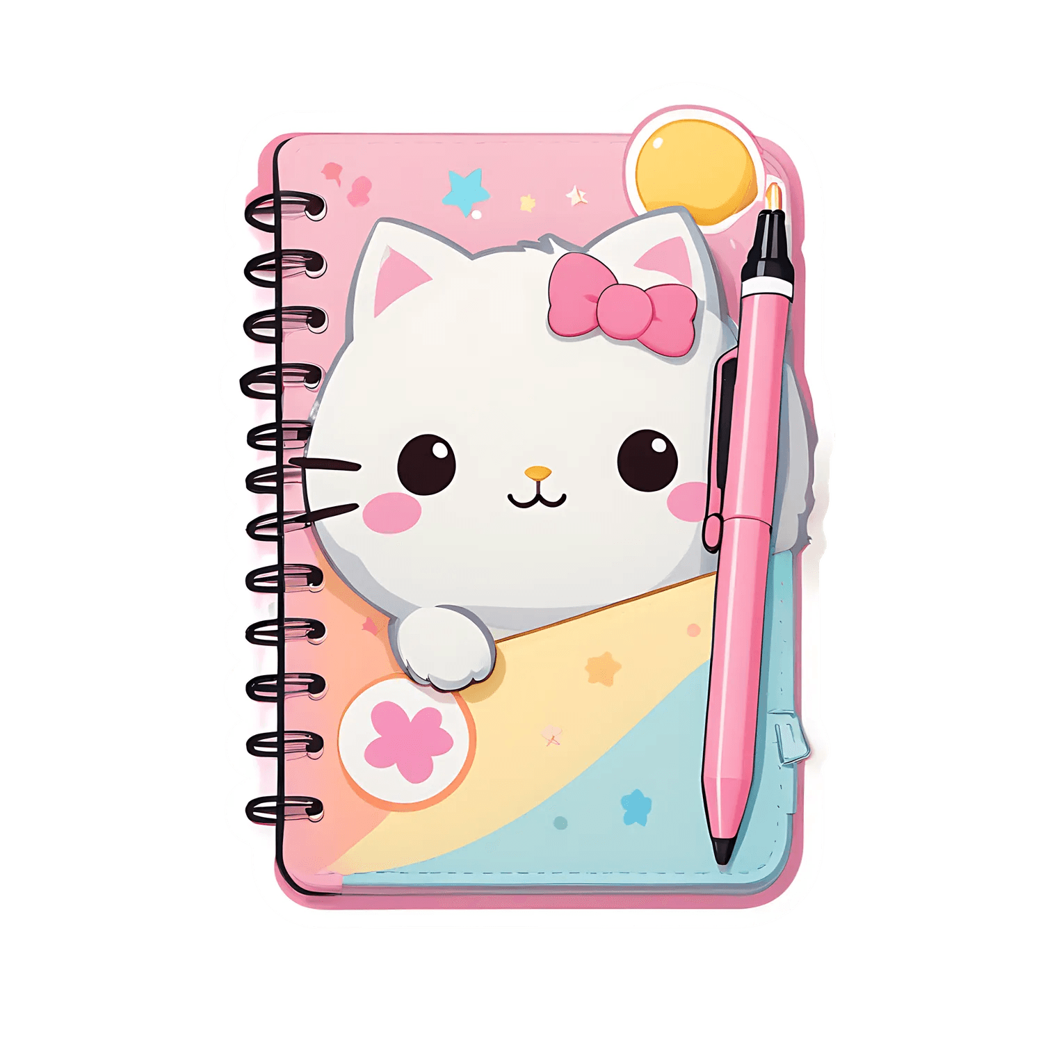 Cute Cat Notebook - Sticker - Heat Press Transfer