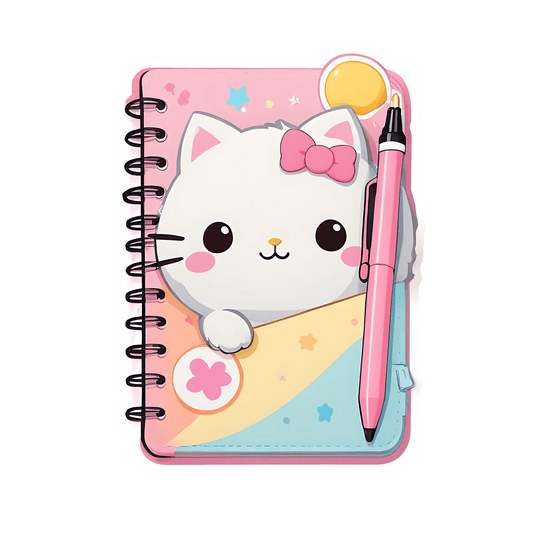 Cute Cat Notebook - Sticker - Heat Press Transfer