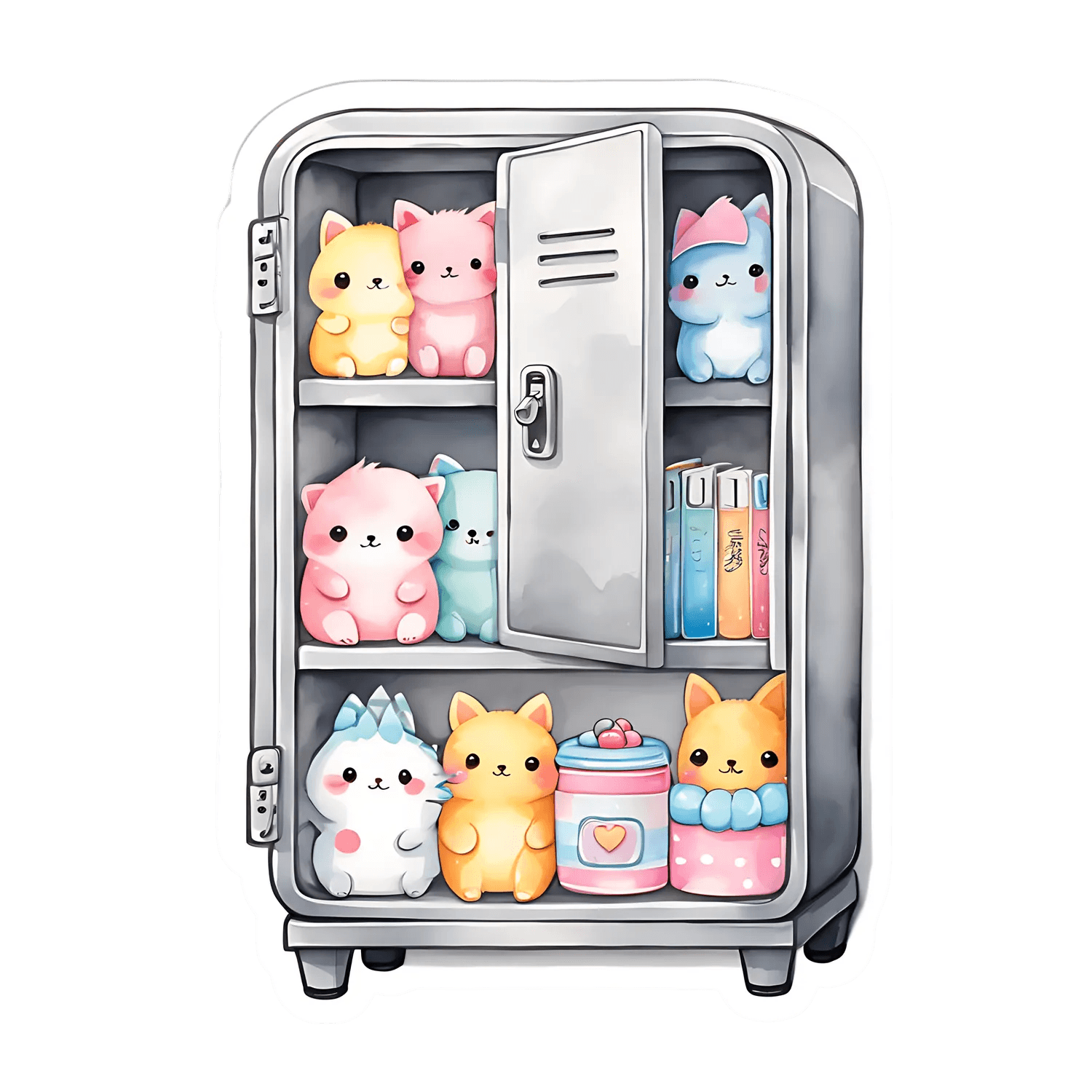 Cute Cats Fridge - Kawaii Sticker - Heat Press Transfer