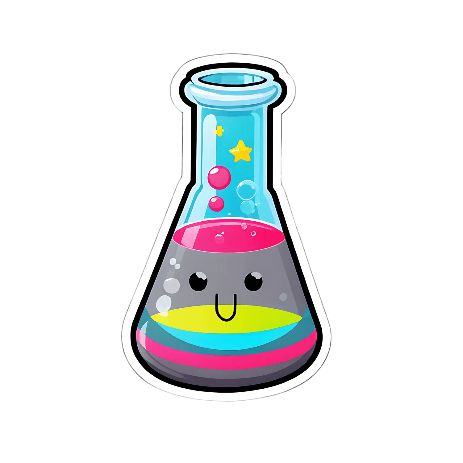 Cute Chemistry - Colorful Beaker Sticker - Heat Press Transfer