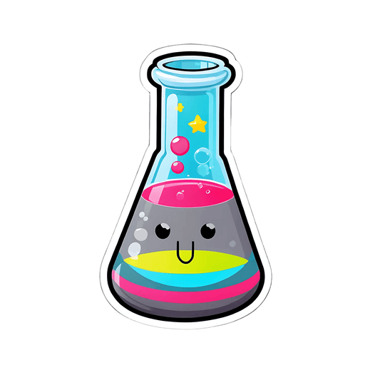 Cute Chemistry - Colorful Beaker Sticker - Heat Press Transfer