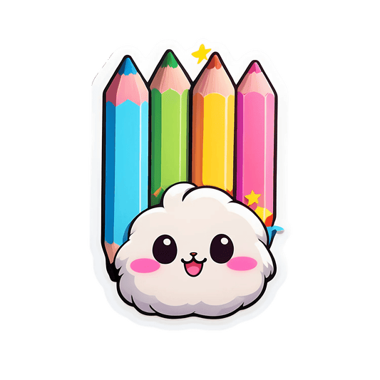 Cute Cloud - Colorful Pencil Sticker - Heat Press Transfer