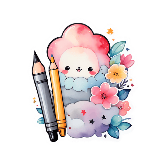 Cute Cloud Pen - Sticker - Heat Press Transfer