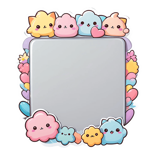 Cute Clouds Sticker - Colorful Pastel Frame Design - Heat Press Transfer