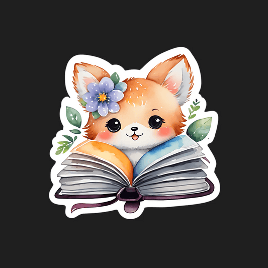 Cute Fox Reading - Sticker - Heat Press Transfer