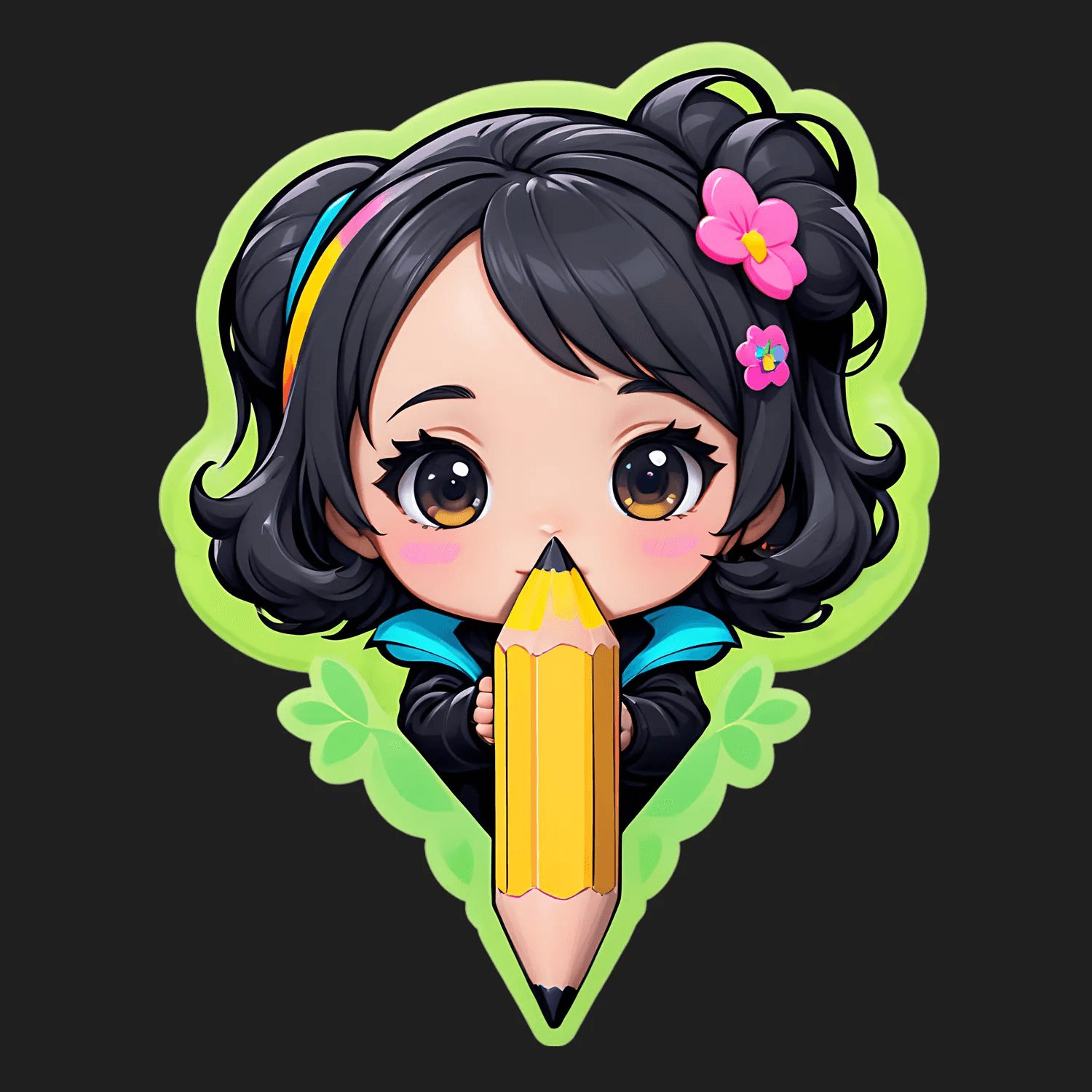Cute Girl Artist - Sticker - Heat Press Transfer