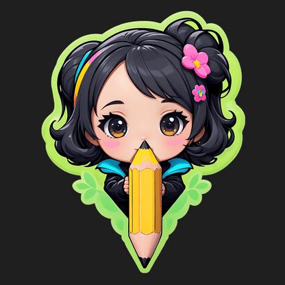 Cute Girl Artist - Sticker - Heat Press Transfer
