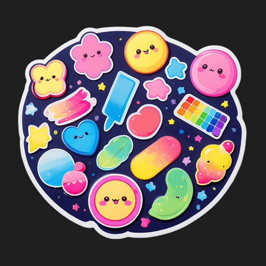 Cute Kawaii Sticker - Vibrant Colors and Fun Shapes - Heat Press Transfer