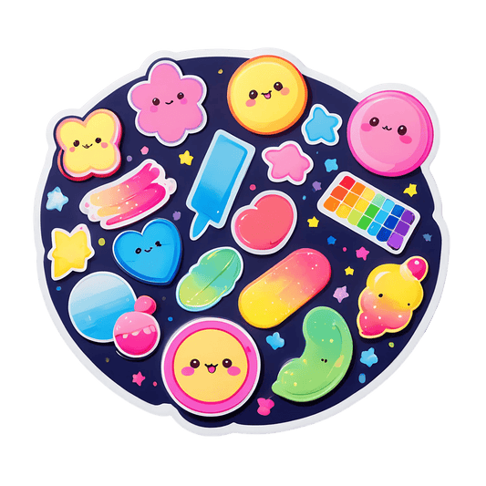 Cute Kawaii Sticker - Vibrant Colors and Fun Shapes - Heat Press Transfer