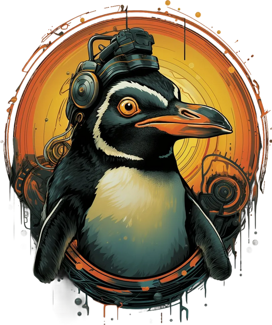 Cyber Penguin - DTF Ready to Press - Heat Press Transfer