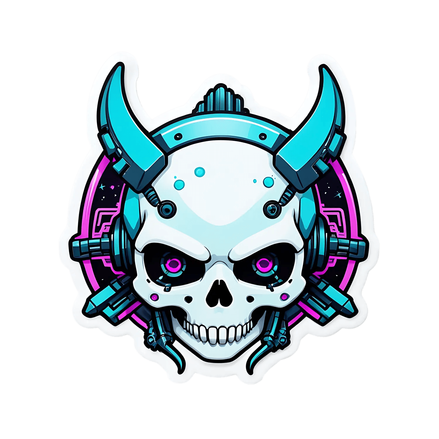 Cyber Skull Sticker - UV DTF - Heat Press Transfer