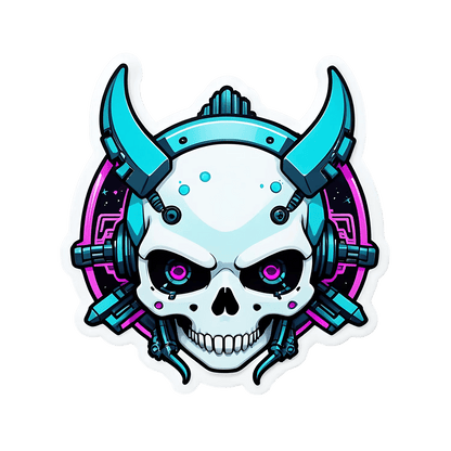 Cyber Skull Sticker - UV DTF - Heat Press Transfer