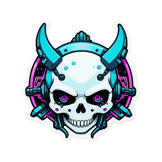 Cyber Skull Sticker - UV DTF - Heat Press Transfer
