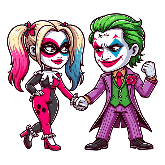 DC Joker And Harley Quinn Valentine's Day Design - DTF Ready To Press - Heat Press Transfer
