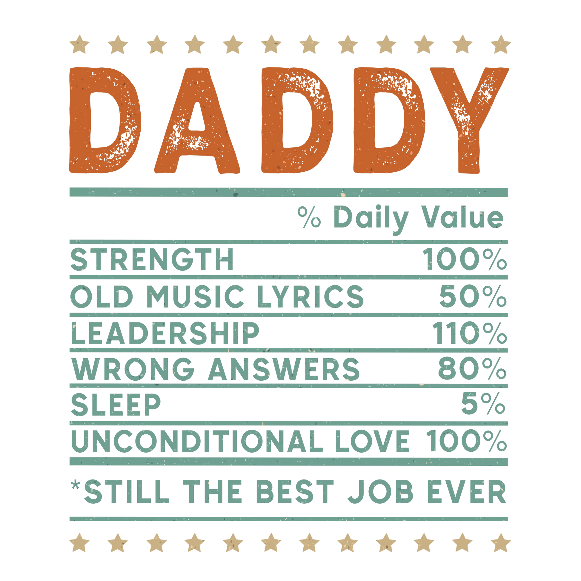 Daddy Daily Value Design - DTF Ready To Press - Heat Press Transfer