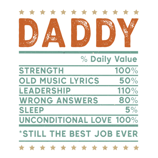 Daddy Daily Value Design - DTF Ready To Press - Heat Press Transfer