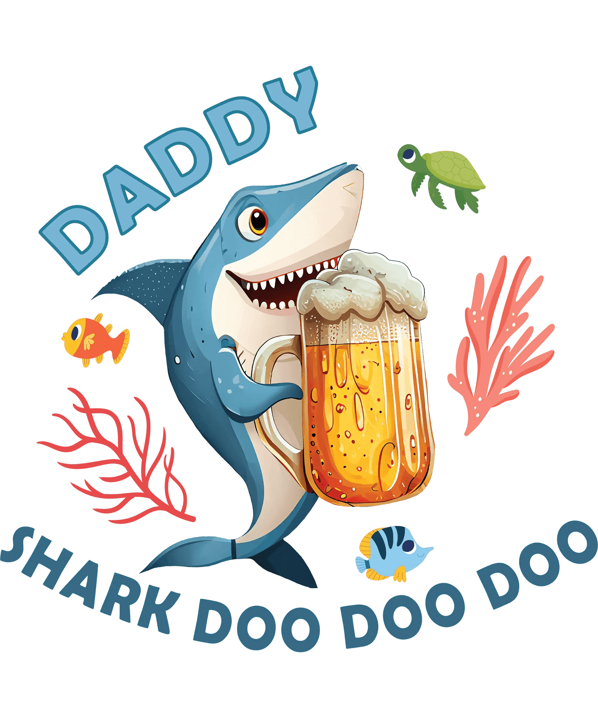 Daddy Shark Doo Doo Doo Design - DTF Ready To Press - Heat Press Transfer