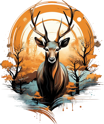 Deer Wilderness Scene - DTF Ready to Press - Heat Press Transfer