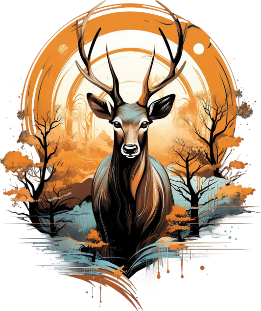 Deer Wilderness Scene - DTF Ready to Press - Heat Press Transfer