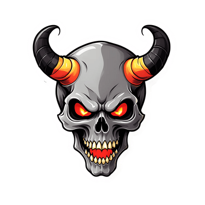 Demon Skull - UV DTF Sticker - Heat Press Transfer