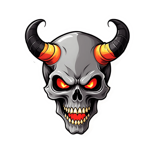 Demon Skull - UV DTF Sticker - Heat Press Transfer