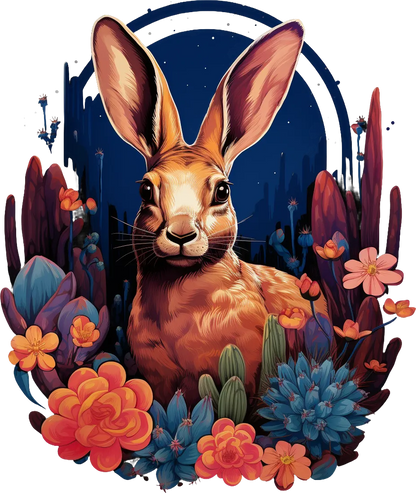 Desert Bunny Floral - DTF Ready to Press - Heat Press Transfer