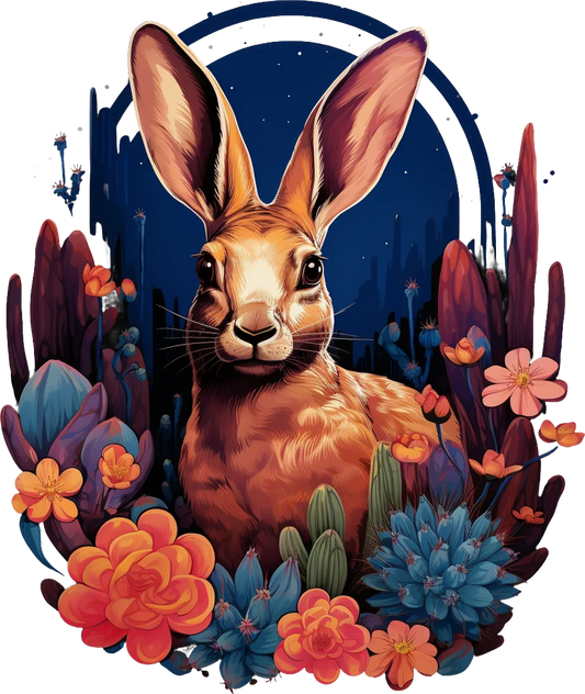 Desert Bunny Floral - DTF Ready to Press - Heat Press Transfer