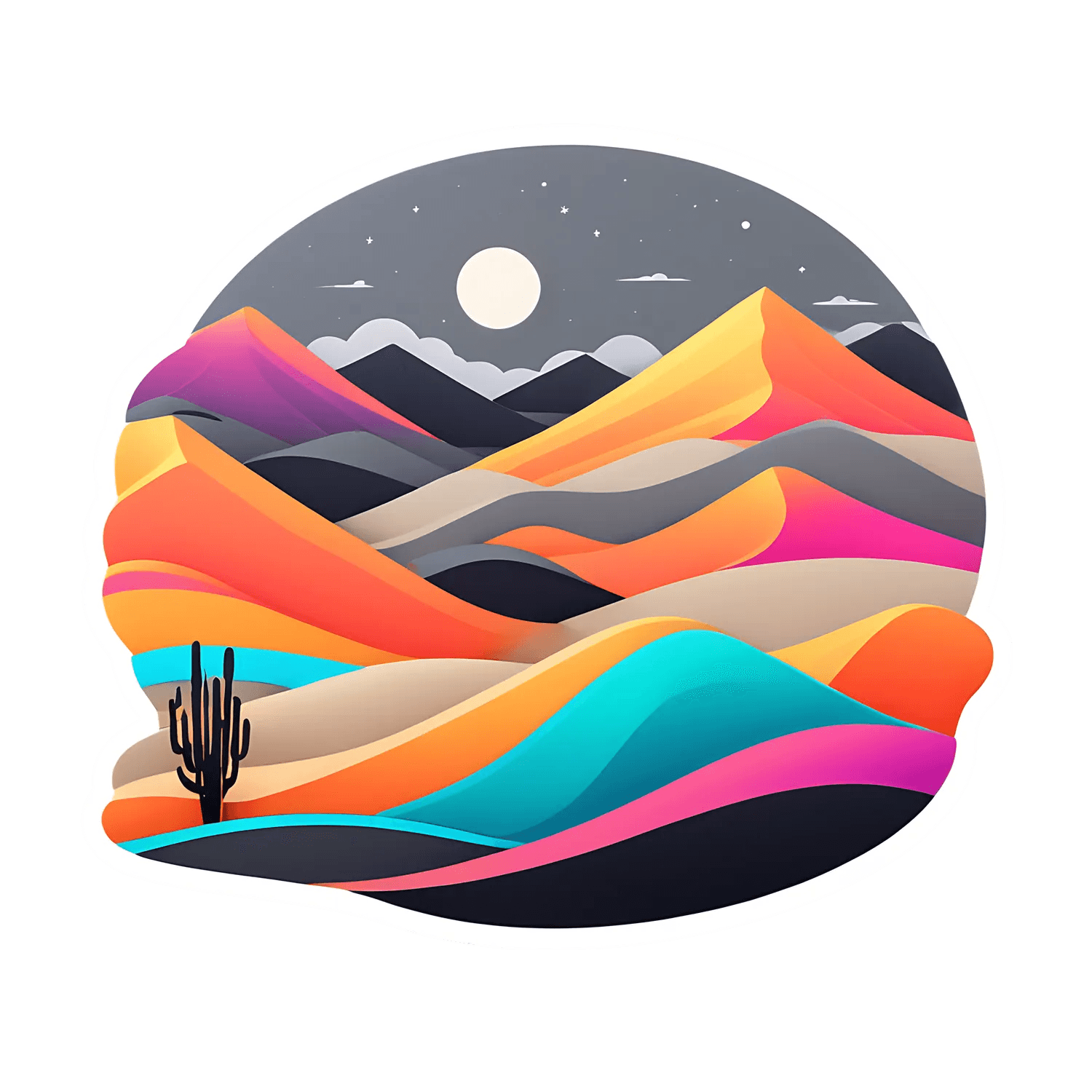 Desert Night Sticker - Vibrant Landscape - Heat Press Transfer