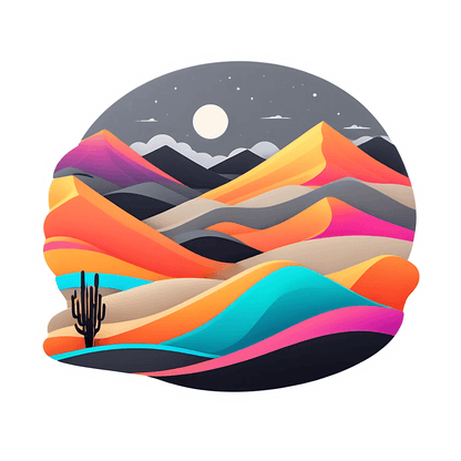 Desert Night Sticker - Vibrant Landscape - Heat Press Transfer