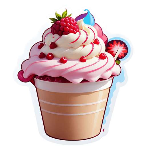 Dessert Cup Sticker - Whipped Cream and Fruits - Heat Press Transfer