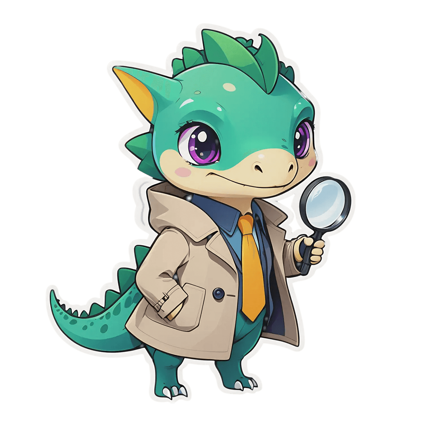 Detective Dinosaur - UV DTF Sticker - Heat Press Transfer