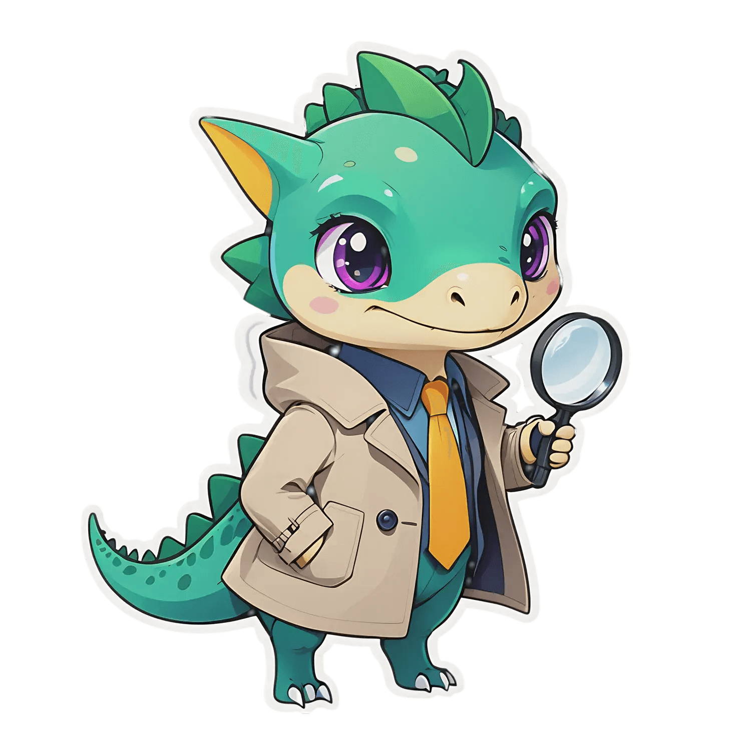 Detective Dinosaur - UV DTF Sticker - Heat Press Transfer